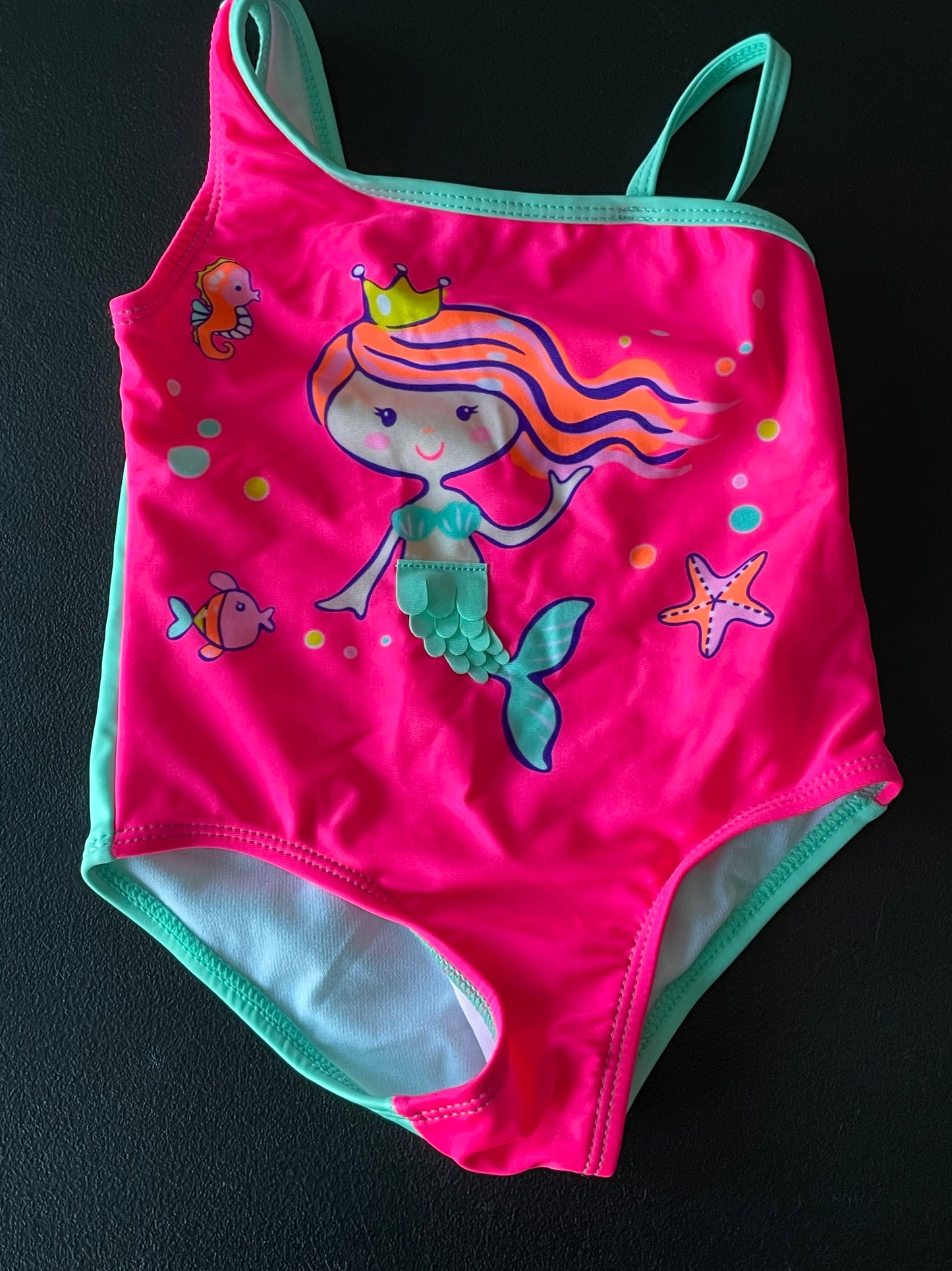 18M Girls Bathing Suit, Neon Pink, Mermaid