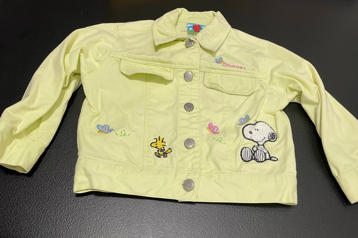 24 Months Girls Denim Jacket, Green Snoopy