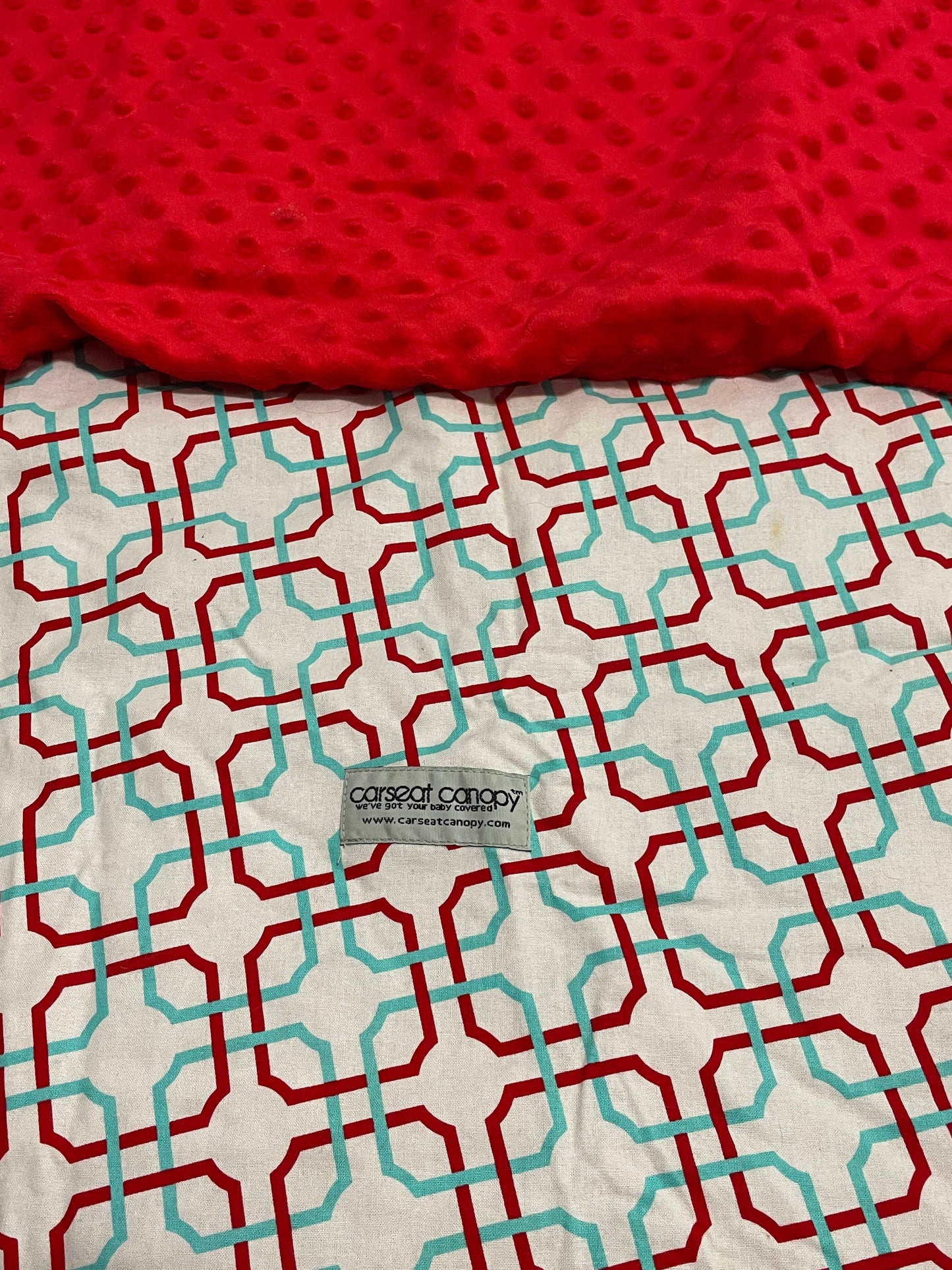 Car Seat Cover, Red, teal & white