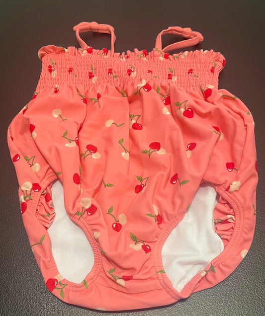 18-24M Girls Swimsuit, Pink w/Cherries