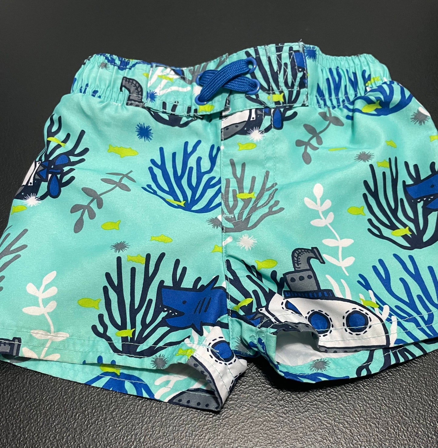 12m Boys Swim Trunks, Aqua w/Sharks