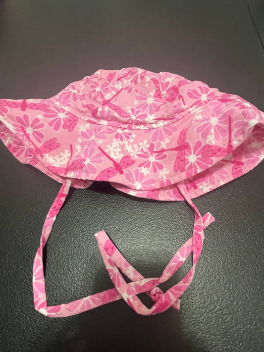 3-6M Girls Bucket Hat, Pink Floral