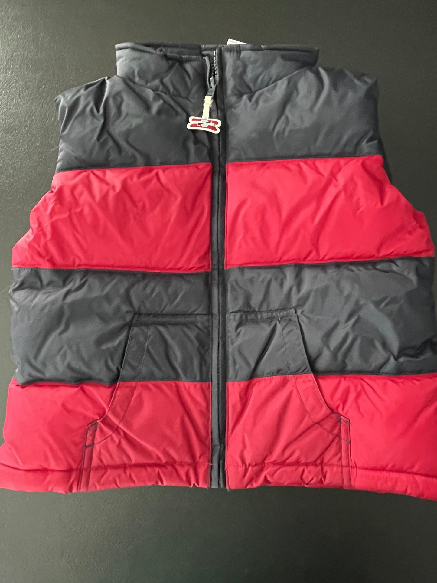 4T-5T Boys Puffer Vest, Black & Red Striped