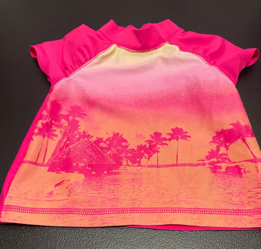 18m Girls Rash Guard, Pink w/Sunset