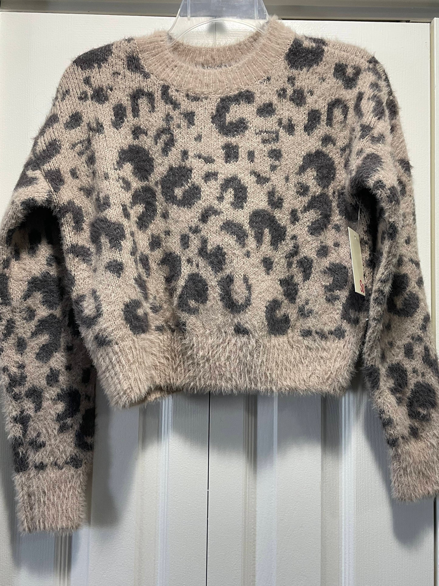 S Juniors Sweater, Cheetah Print