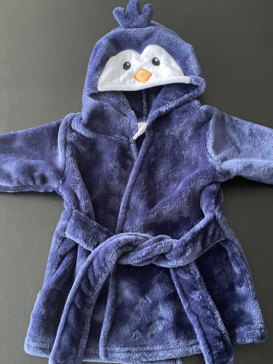 0-9m Infants Robe, Blue, Penguin