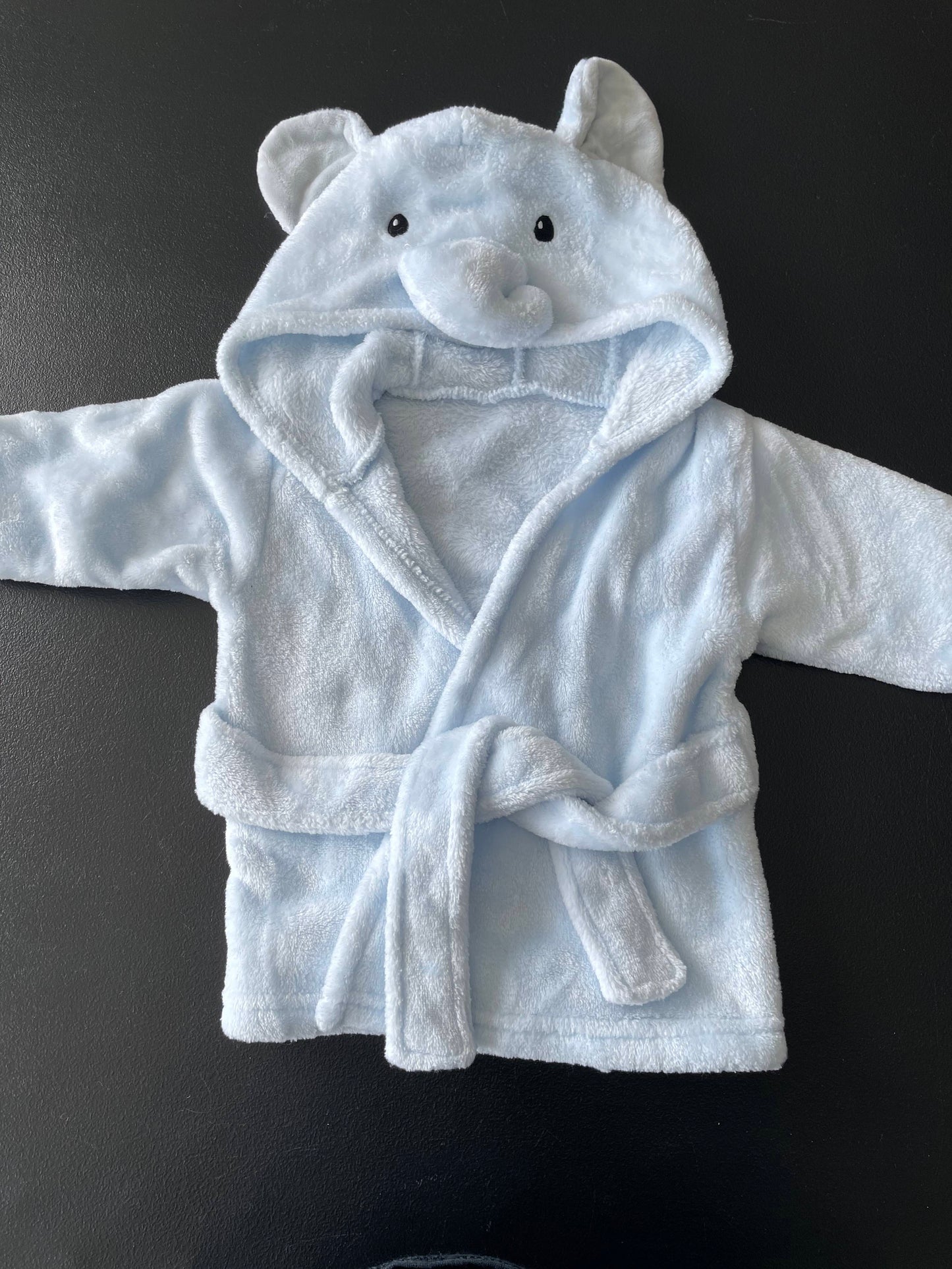 0-9M Boys Robe, Light Blue, Elephant Hood