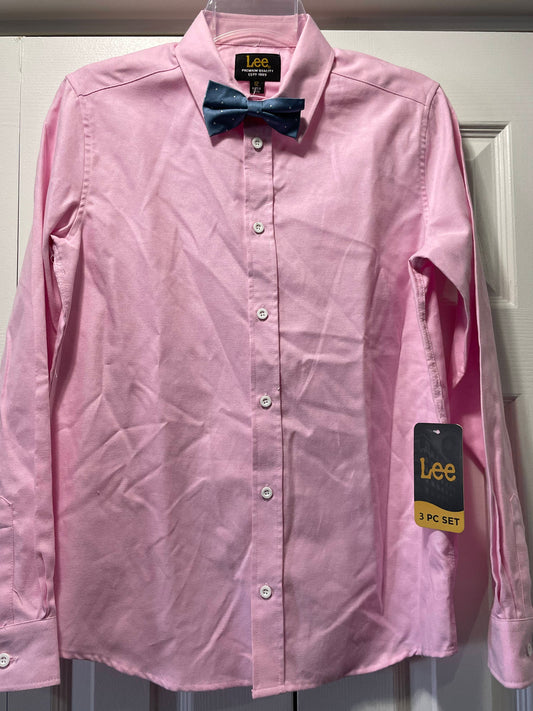 12 Boys Dress Shirt, Pink Long Sleeve