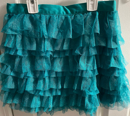 L Girls Skirt, Blue Tulle Ruffle