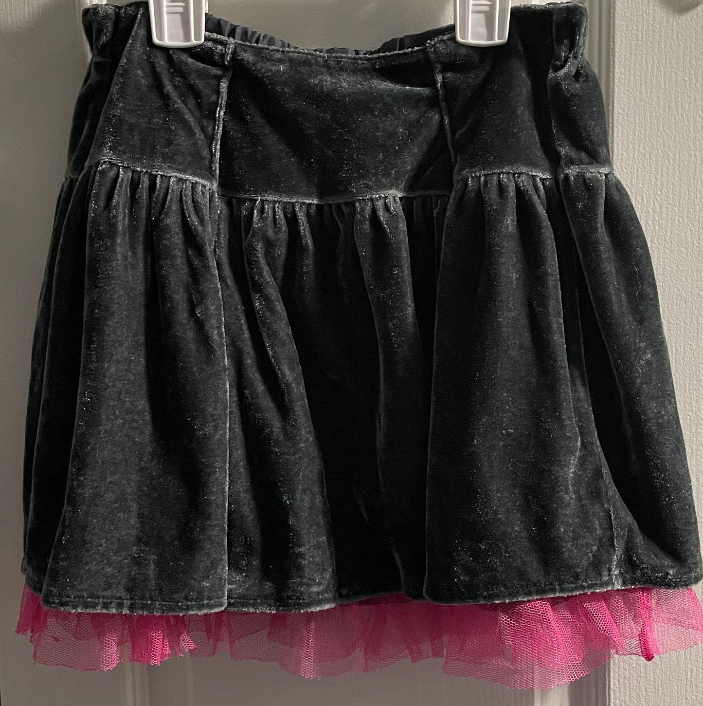 10/12 Girls Velour Skirt, Grey & Pink