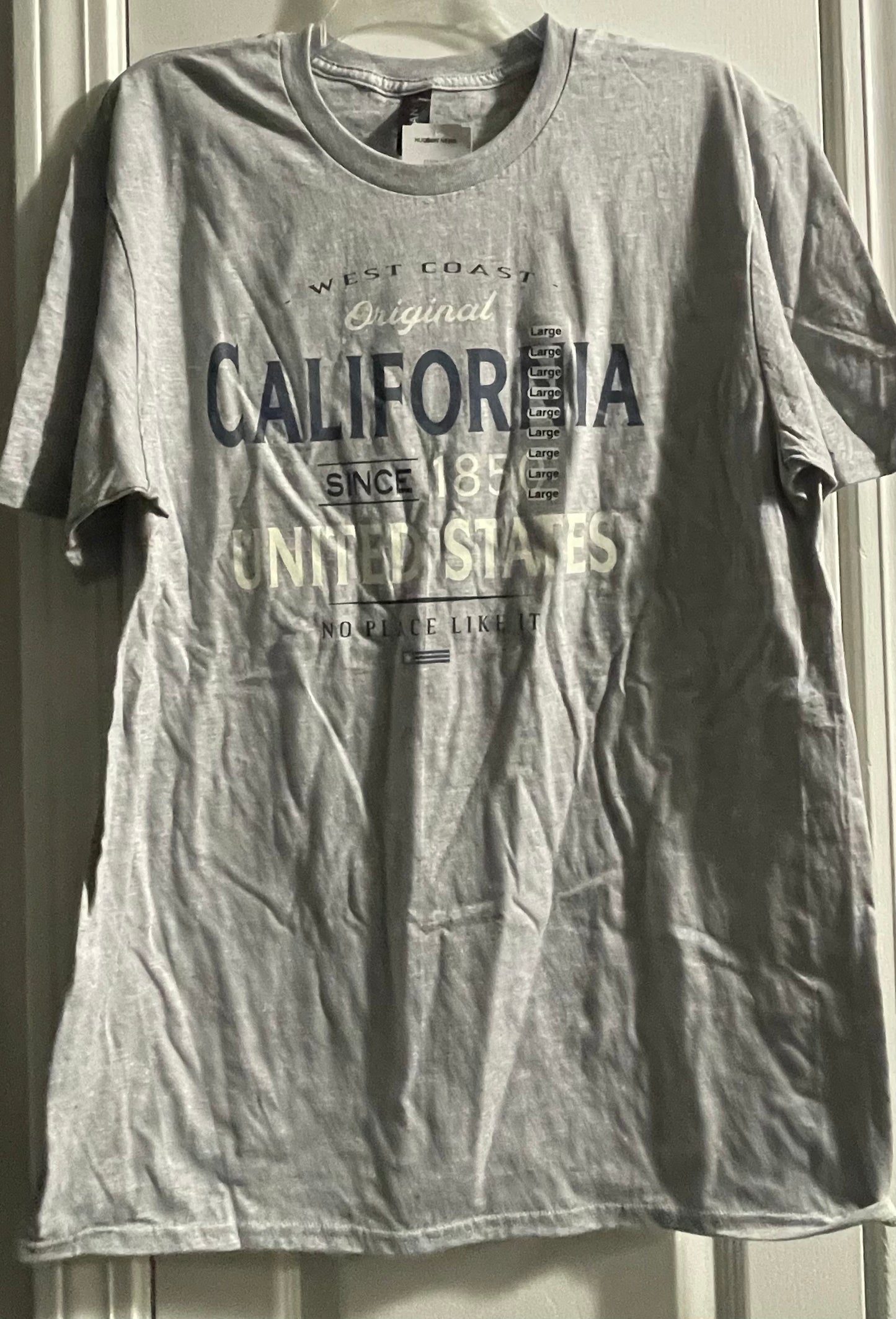 L Adult T-Shirt, Grey, California