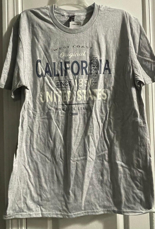 L Adult T-Shirt, Grey, California