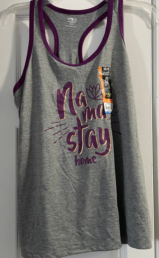 M Womens Tank Top, Gray, Namastay