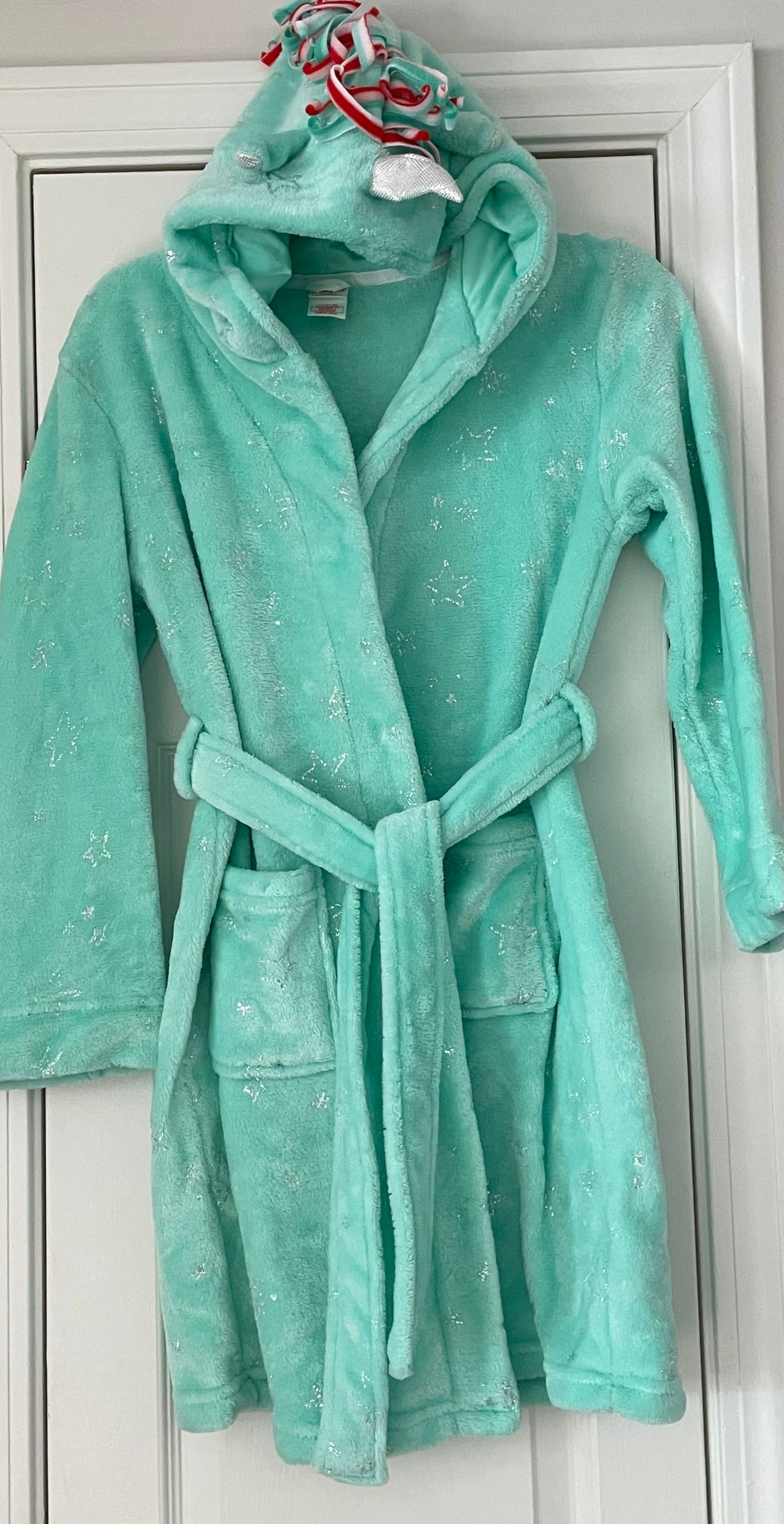 L (10-12) Girls Robe, Mint, Unicorn