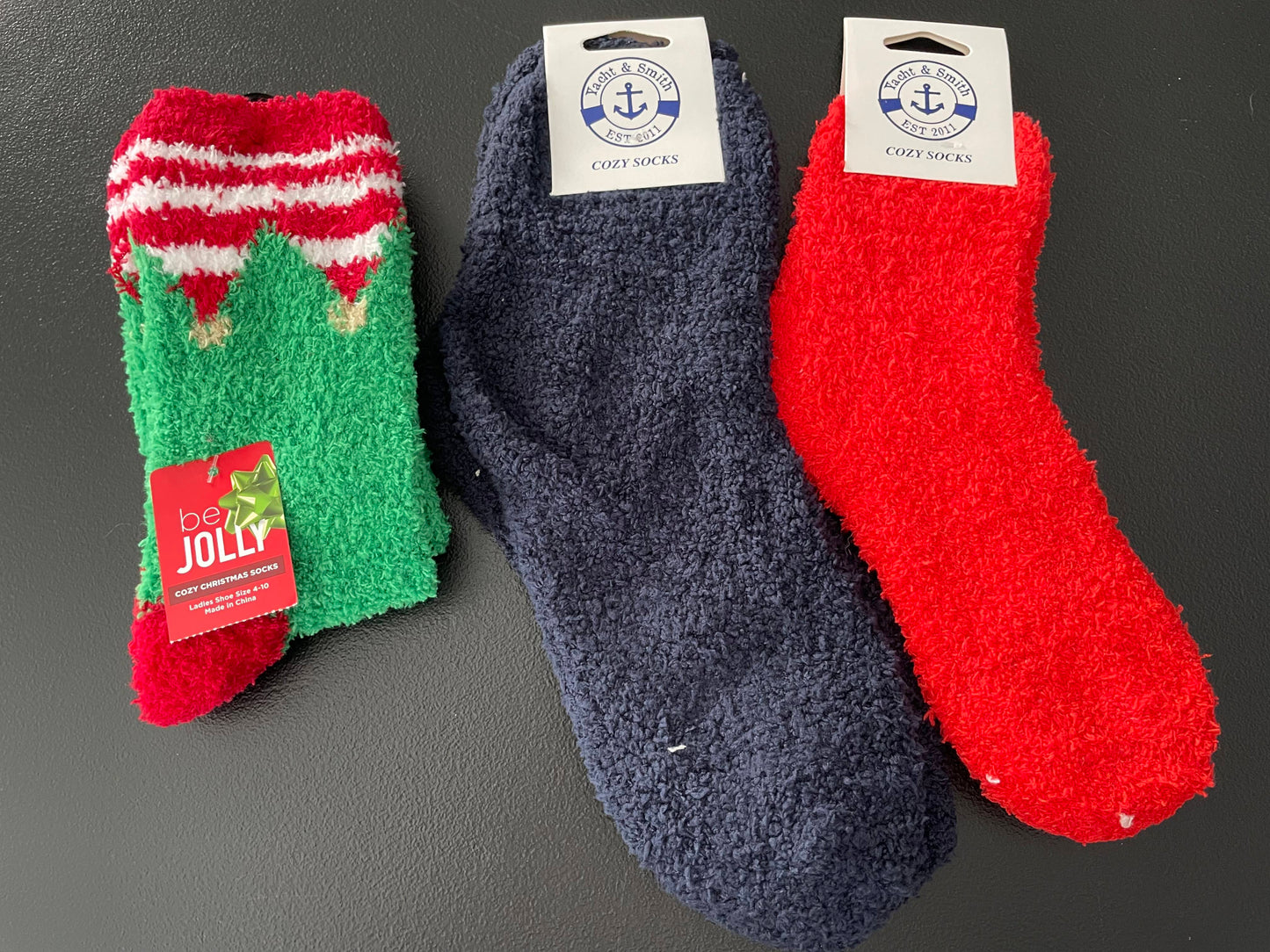 9-11 Womens Cozy Socks 3pk, Christmas & Midnight Blue