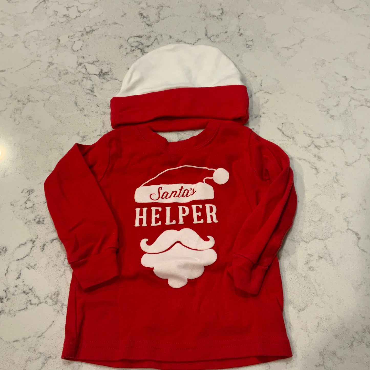 12M Infant Unisex Santa’s Helper Top & Hat