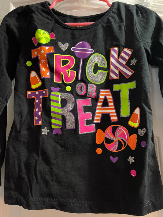 3T Girls Long Sleeve Shirt, Black / Halloween