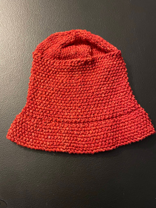 Small Girls Hat, Red Knit