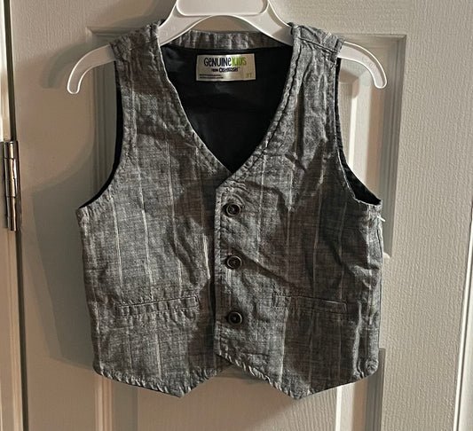 3T Boys Vest, Grey Pinstripe