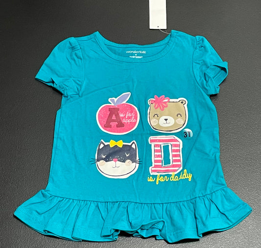 3T Girls T Shirt, Teal D is for Daddy