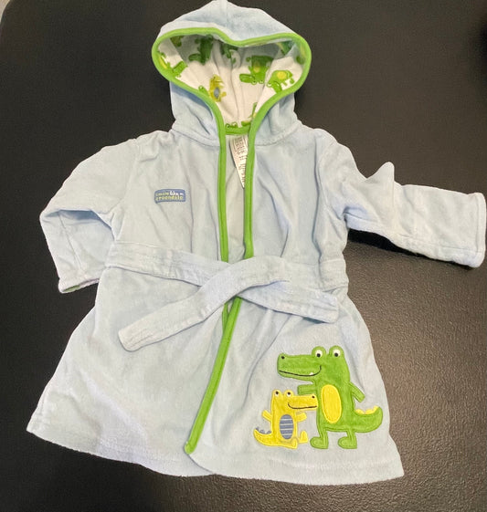 0-9m Boys Robe, Green Terrycloth, Crocodile