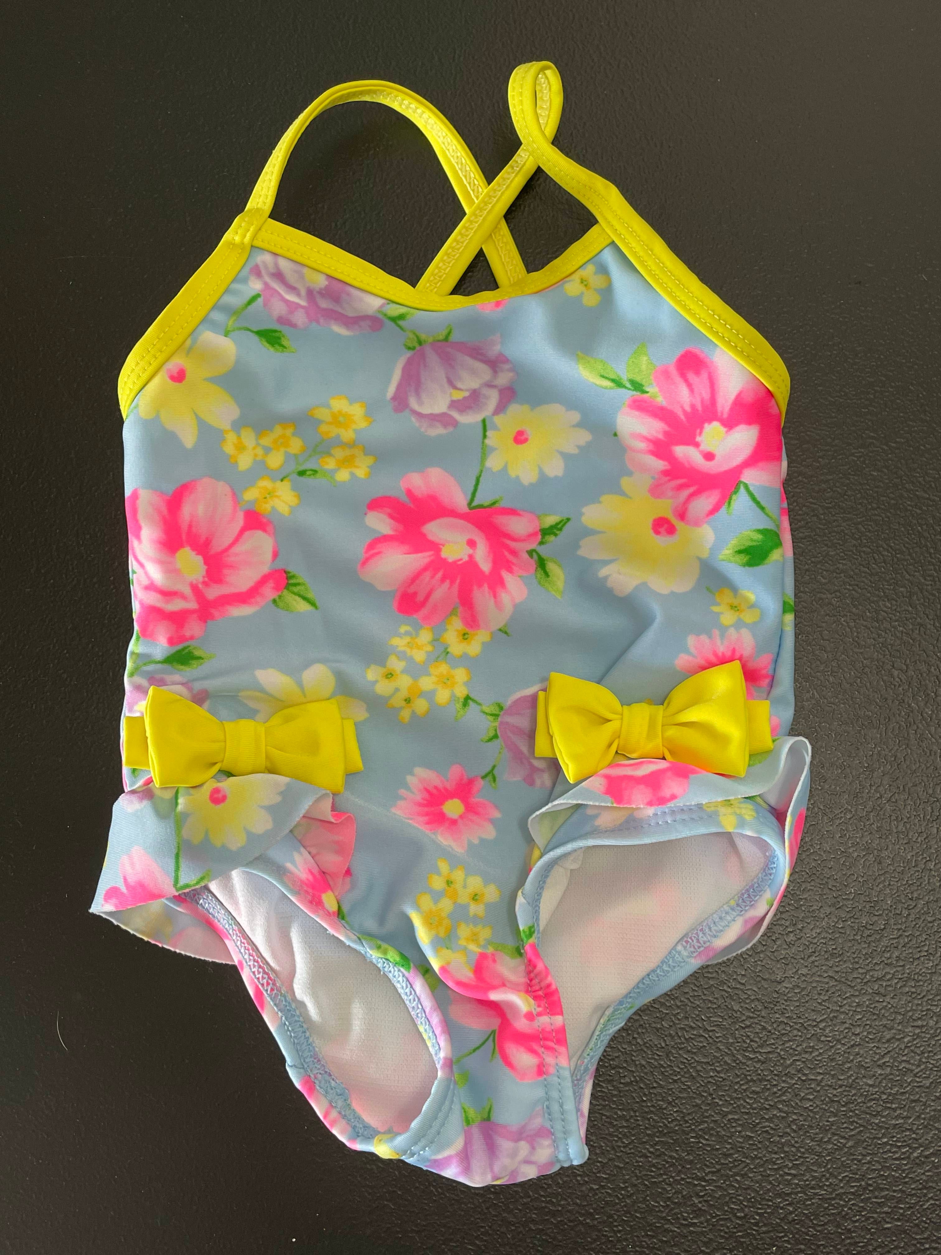 3 6m Girls Swimsuit Blue Floral