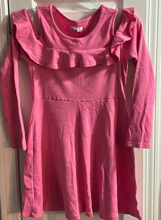 XL Girls Dress, Pink Cold Shoulder