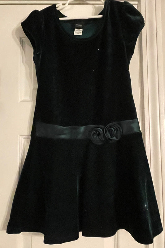 7/8 Girls Christmas Dress, Emerald Green Velour