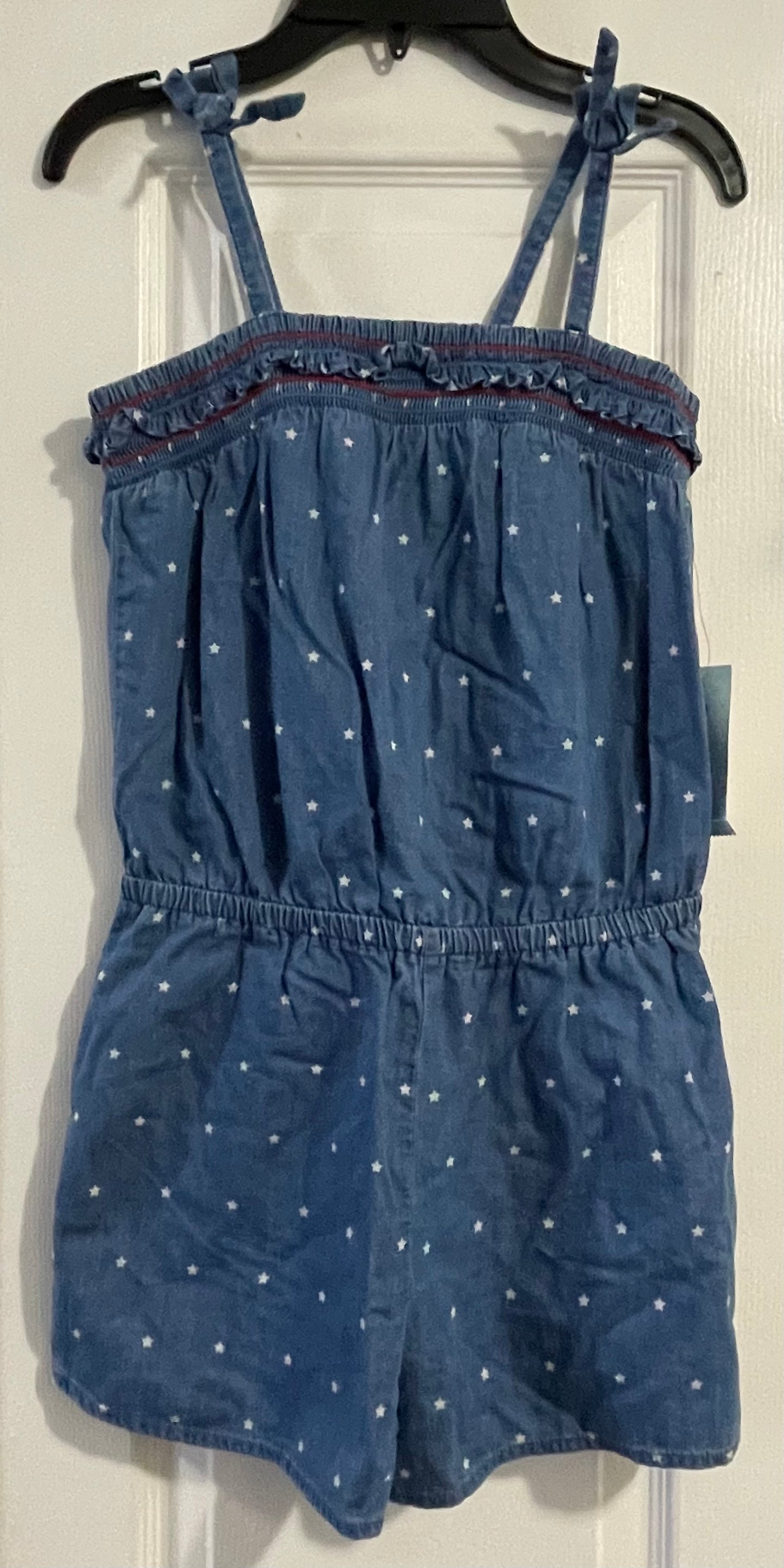 L Girls Romper, Blue w/White Stars