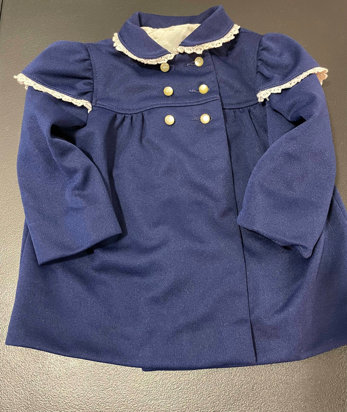 24 Months Girls Dress Coat, Navy Blue Polyester