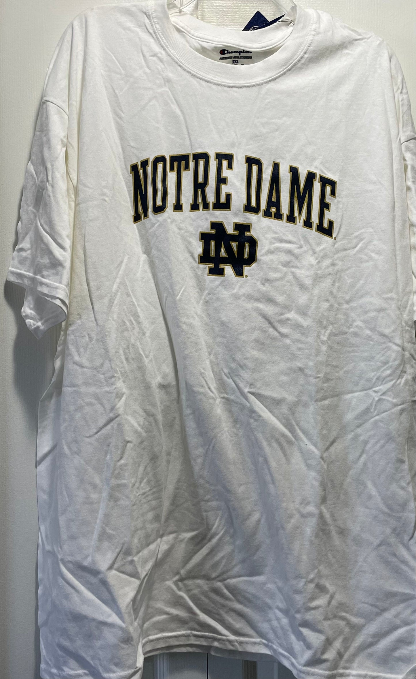 2XL Mens T-Shirt, White, Notre Dame