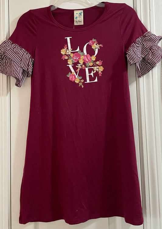 12 Girls Dress, Burgundy, Love