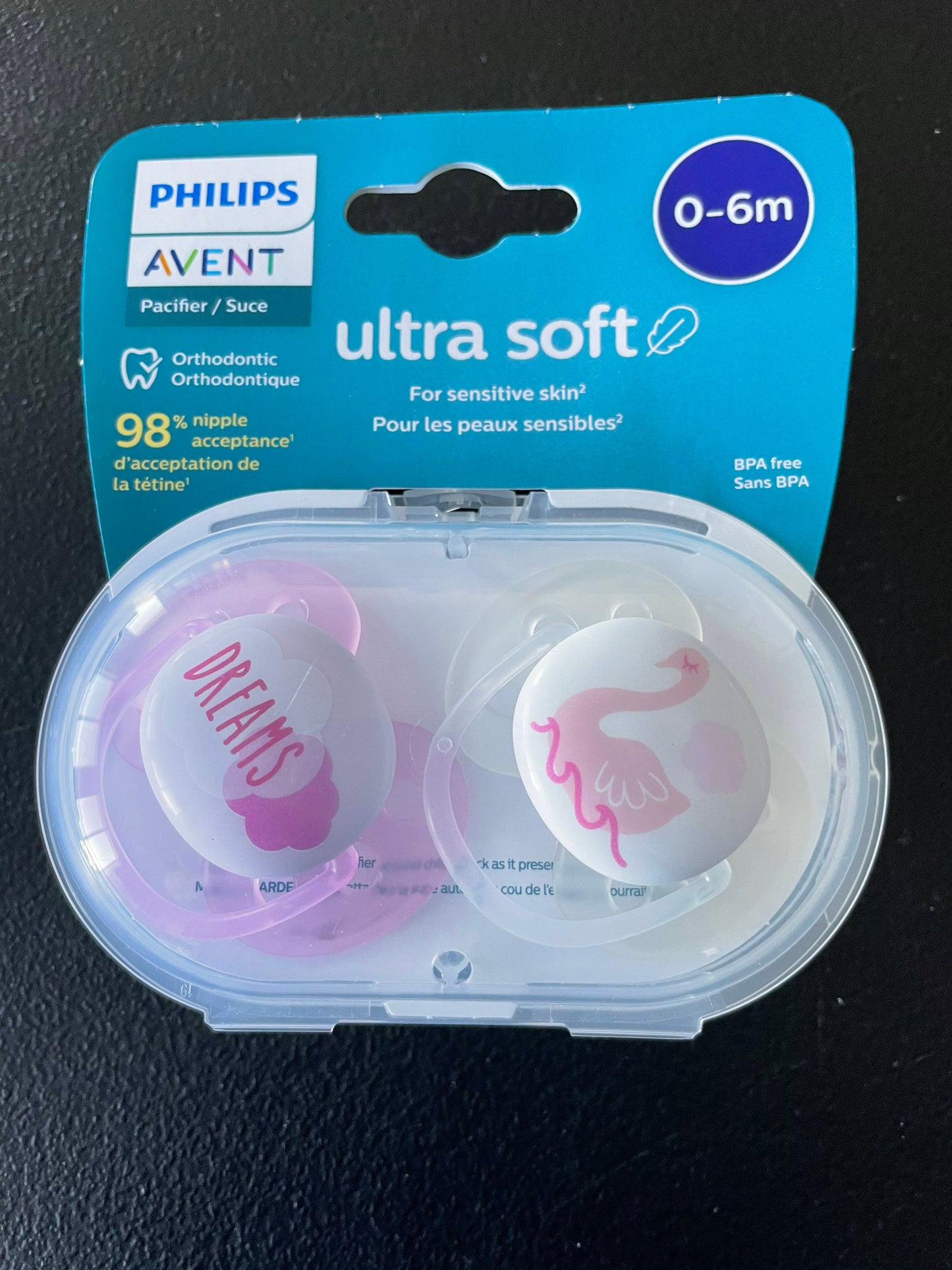 Pacifier 2pk, 0-6M Girls