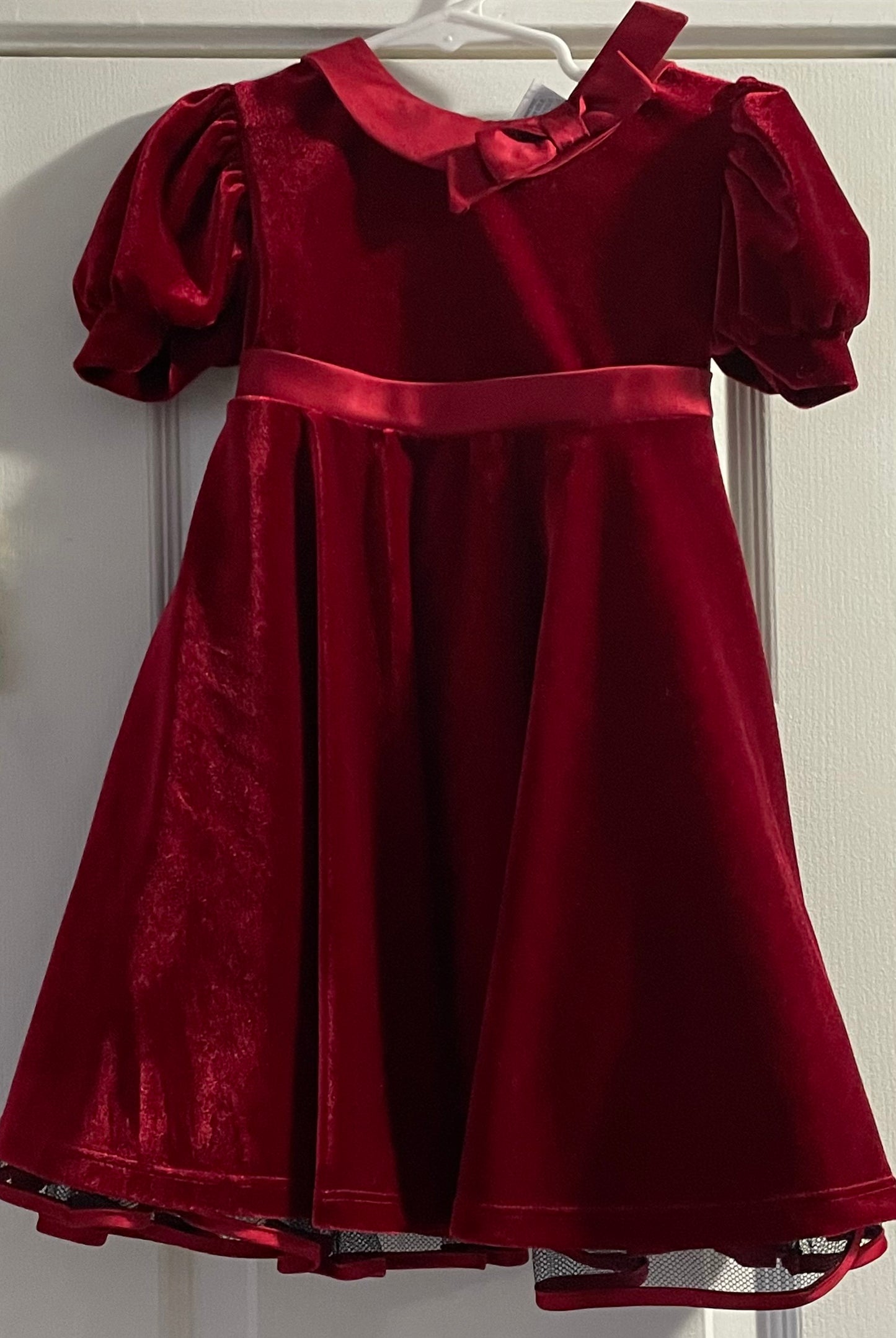 2T Girls Christmas Dress, Dark Red Velour