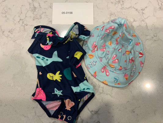 3M Infant Girls Swimsuit and Hat