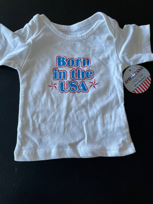 0-3M Unisex T-Shirt, White, Born in USA