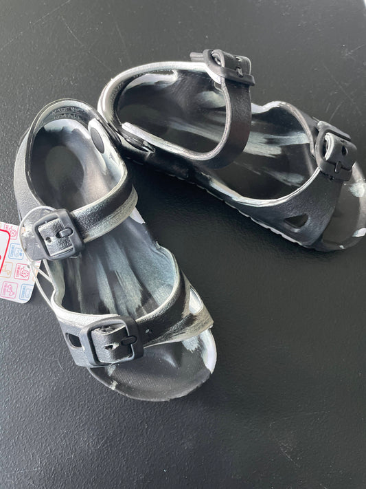 9/10 Toddler Boys Sandals, Black & White Marbling