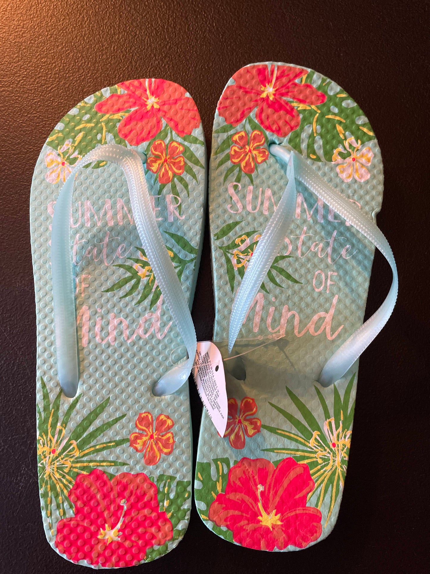 5/6 Womens Flip Flops, Aqua, Summer State of Mind