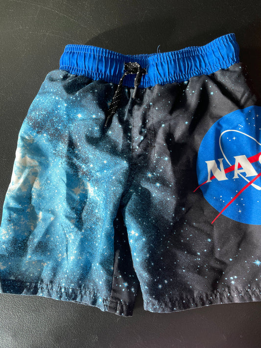 S Boys Swim Trunks, Black & Blue, Galaxy, NASA