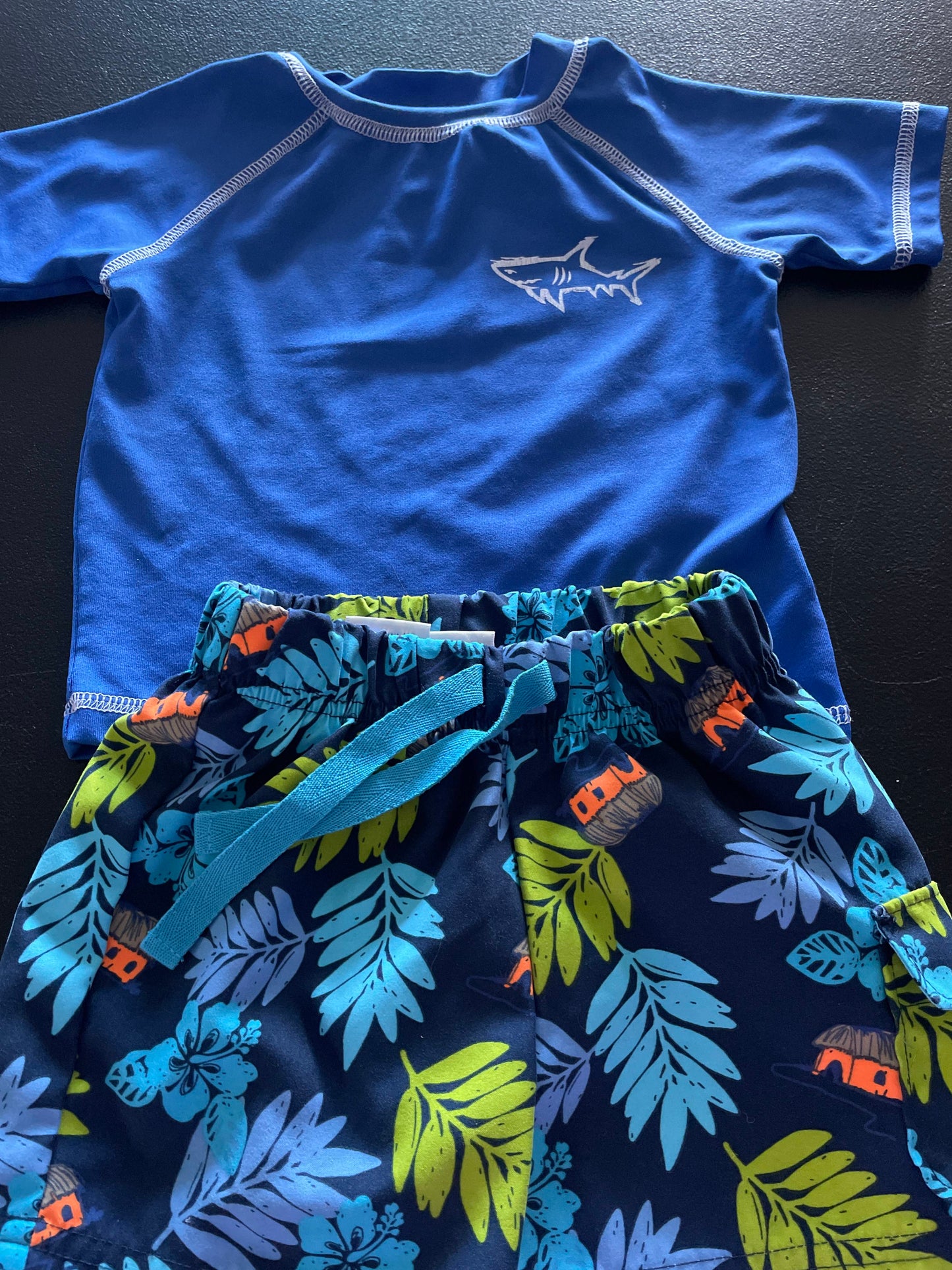 6-9M Boys Swim Set, Blue, Shark & Palms