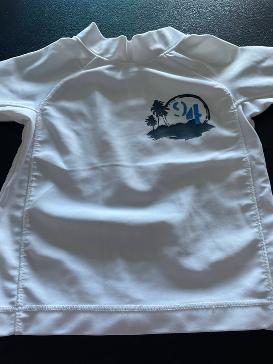 6-12M Boys Rash Guard, White, Palm Tree