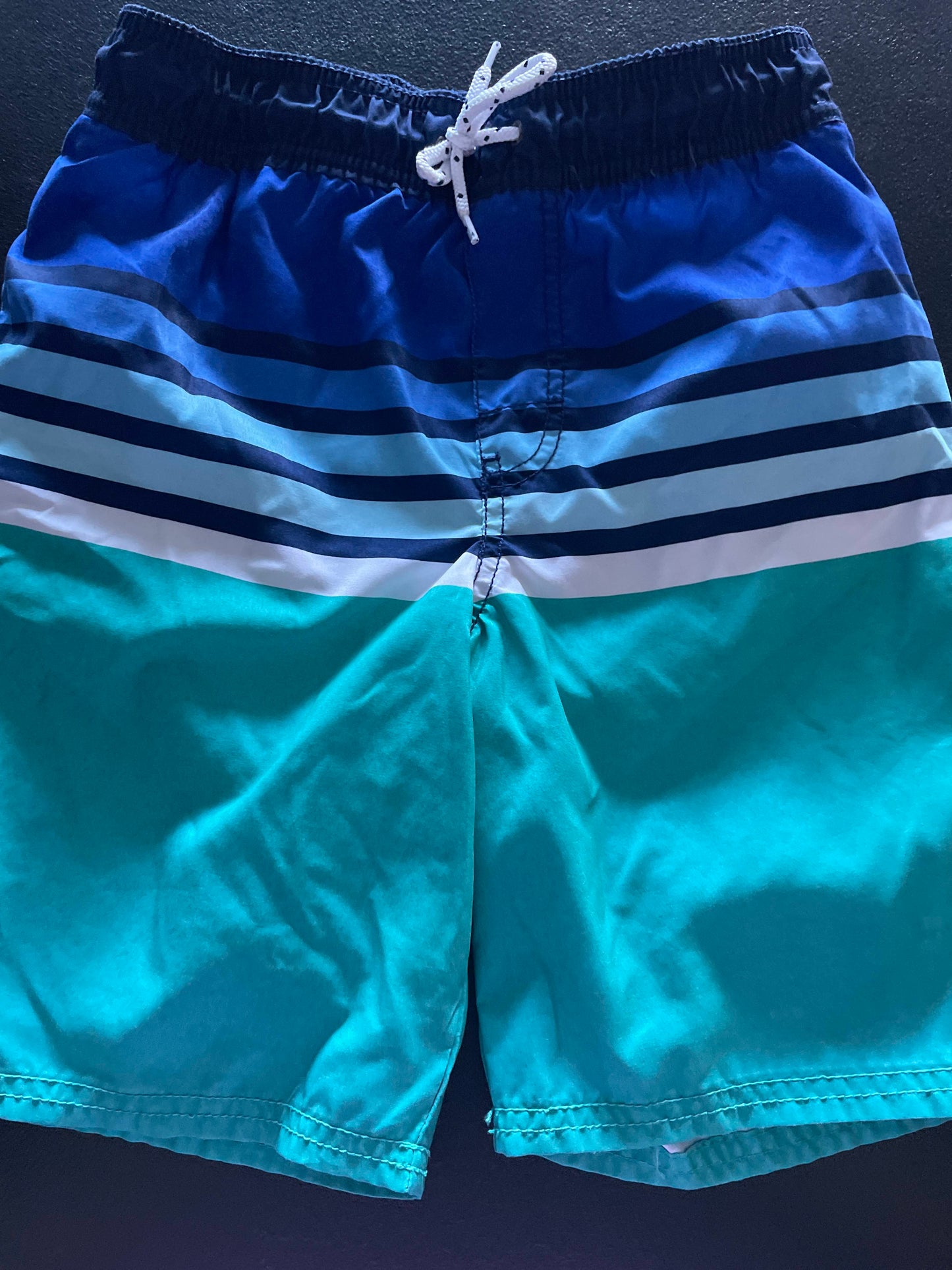 8 Boys Swim Trunks, Blue & Turquoise Striped