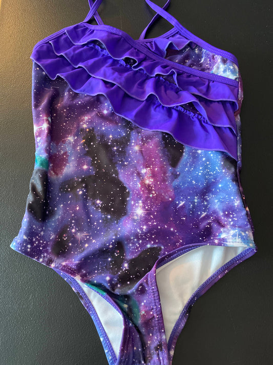 L Girls Swimsuit, Purple, Galaxy