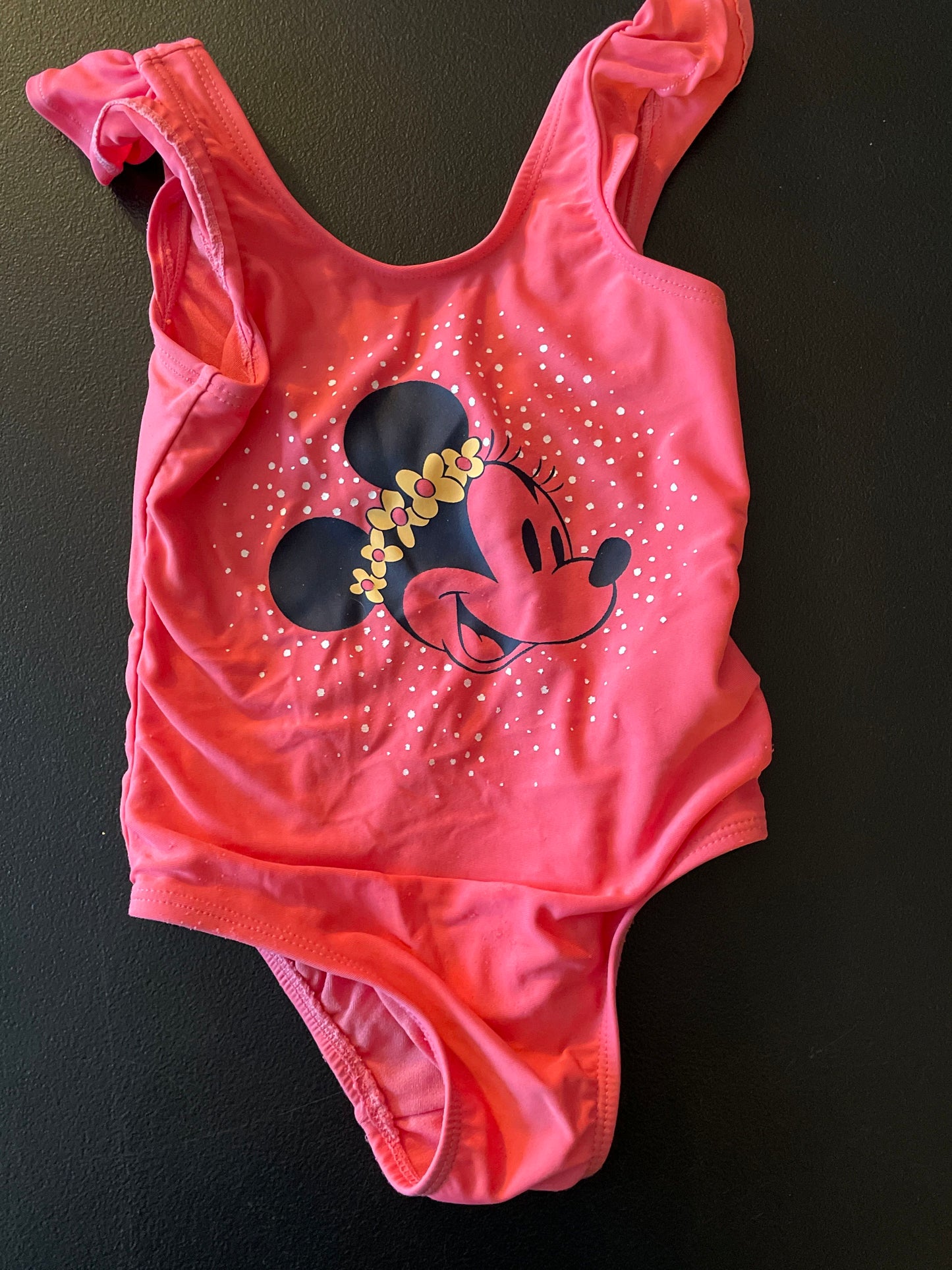 3T Girls Bathing Suit, Dark Pink, Minnie Mouse