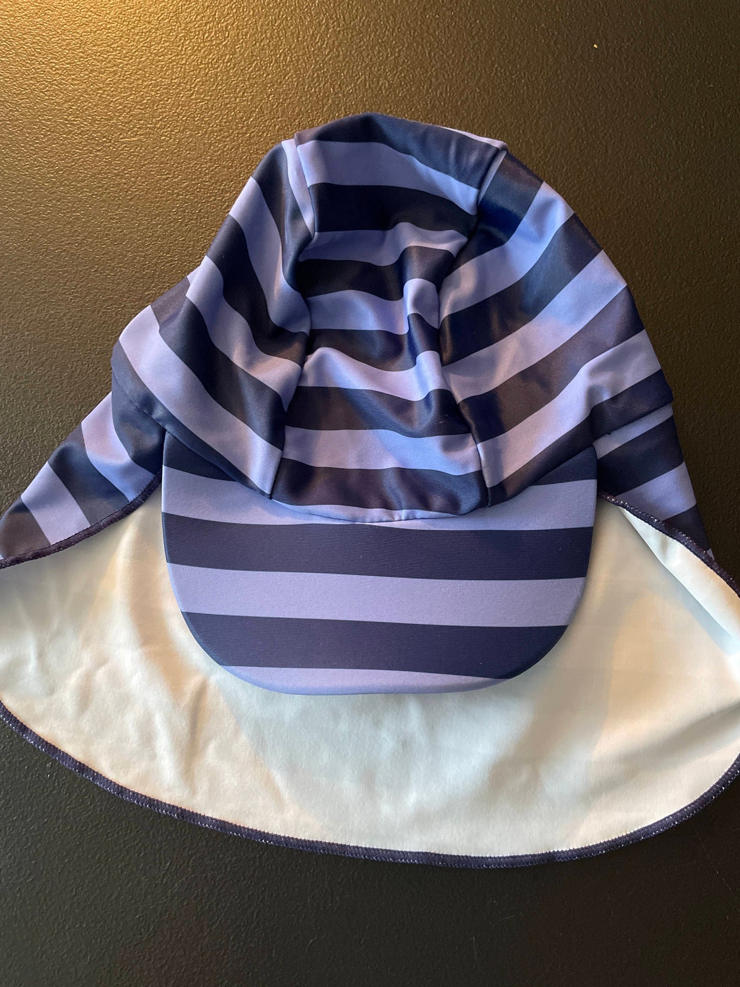 S Girls Sun Hat, Navy & Purple Striped