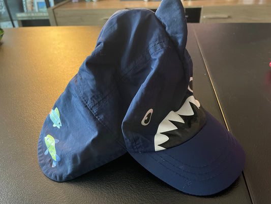 2T Boys Sun Hat, Navy, Shark