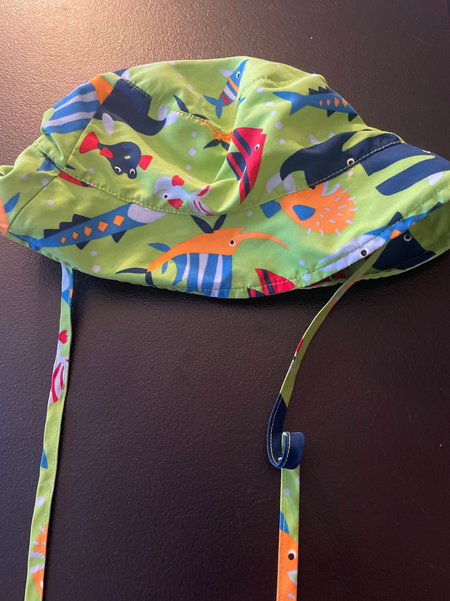 18m Boys Bucket Hat, Green, Fish