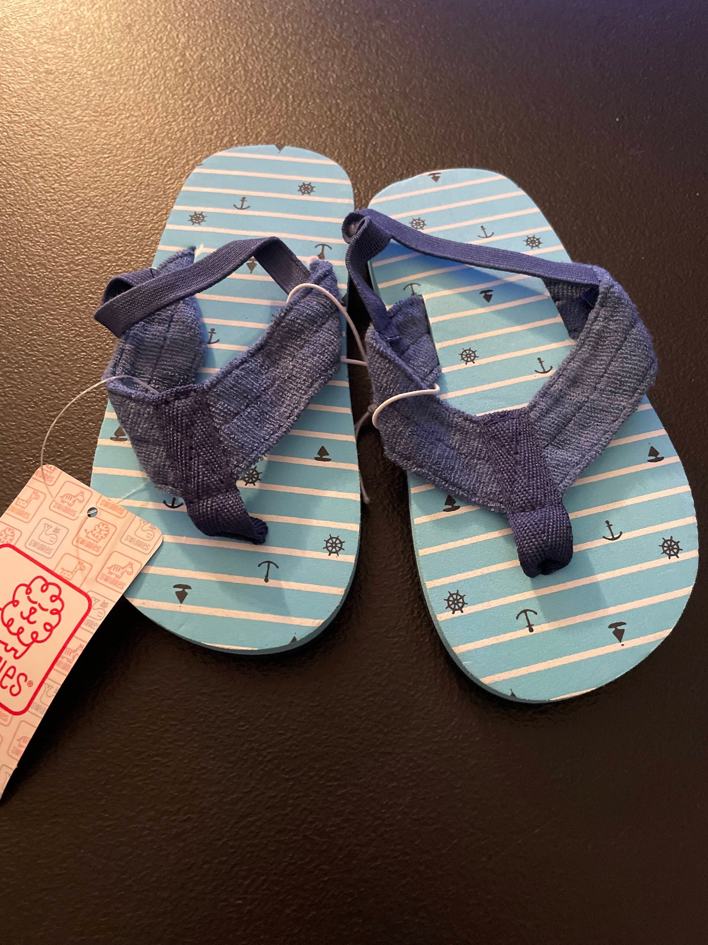 L (9/10) Toddler Boys Sandals, Blue, Anchors