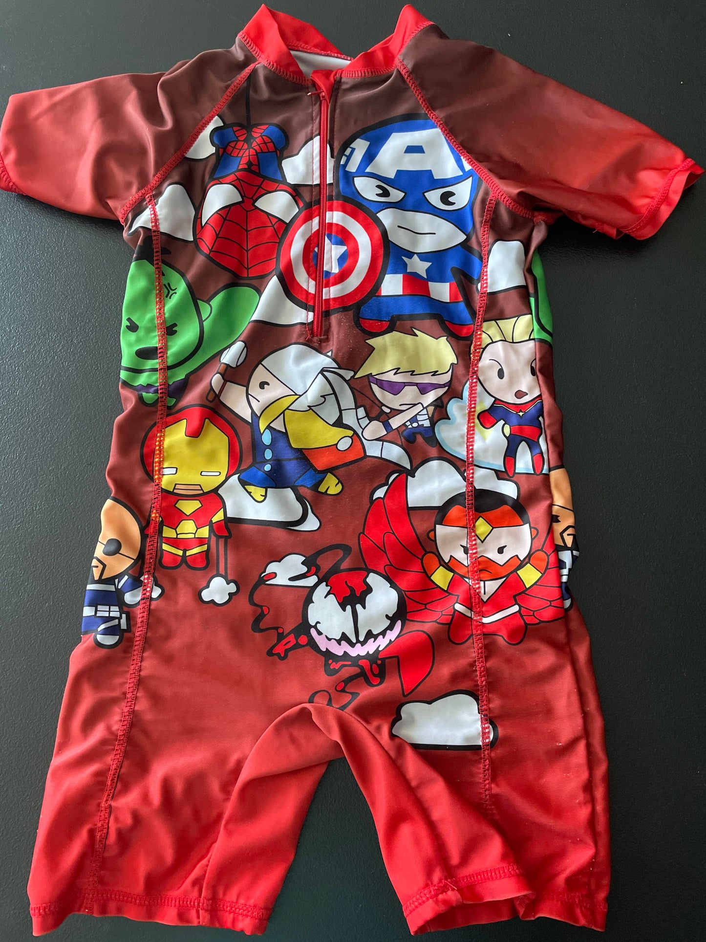 3T/4T Toddler Boys Rash Guard Suit, Red, Avengers