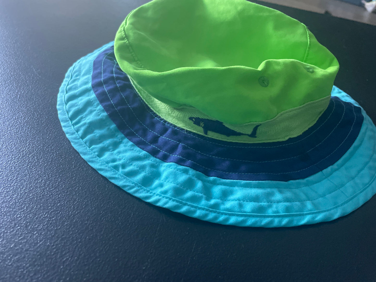 M Boys Bucket Hat, Green & Blue, Fish